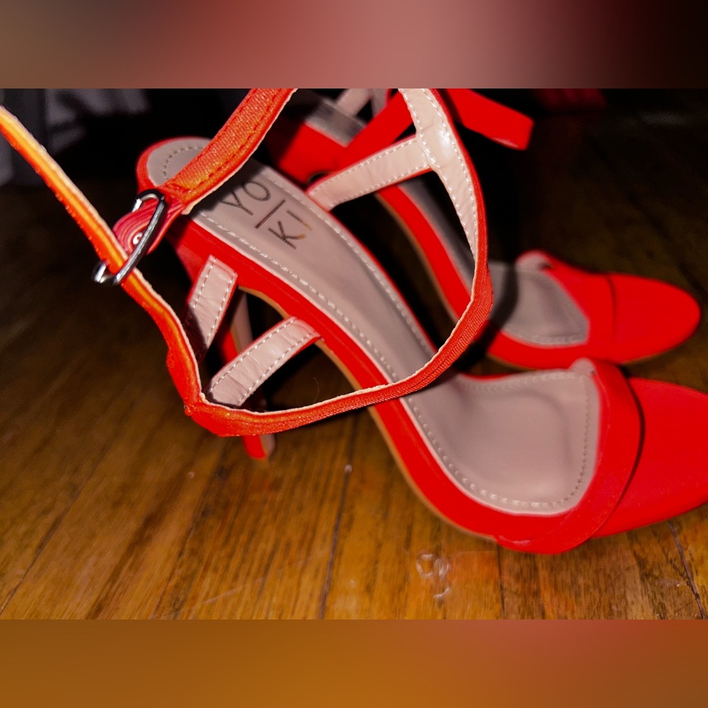 YOKI Brand, bright red/orange heels